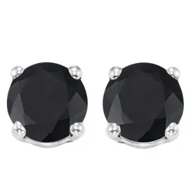 1.37 CT GENUINE BLACK SAPPHIRE 10KT SOLID GOLD EARRINGS STUD