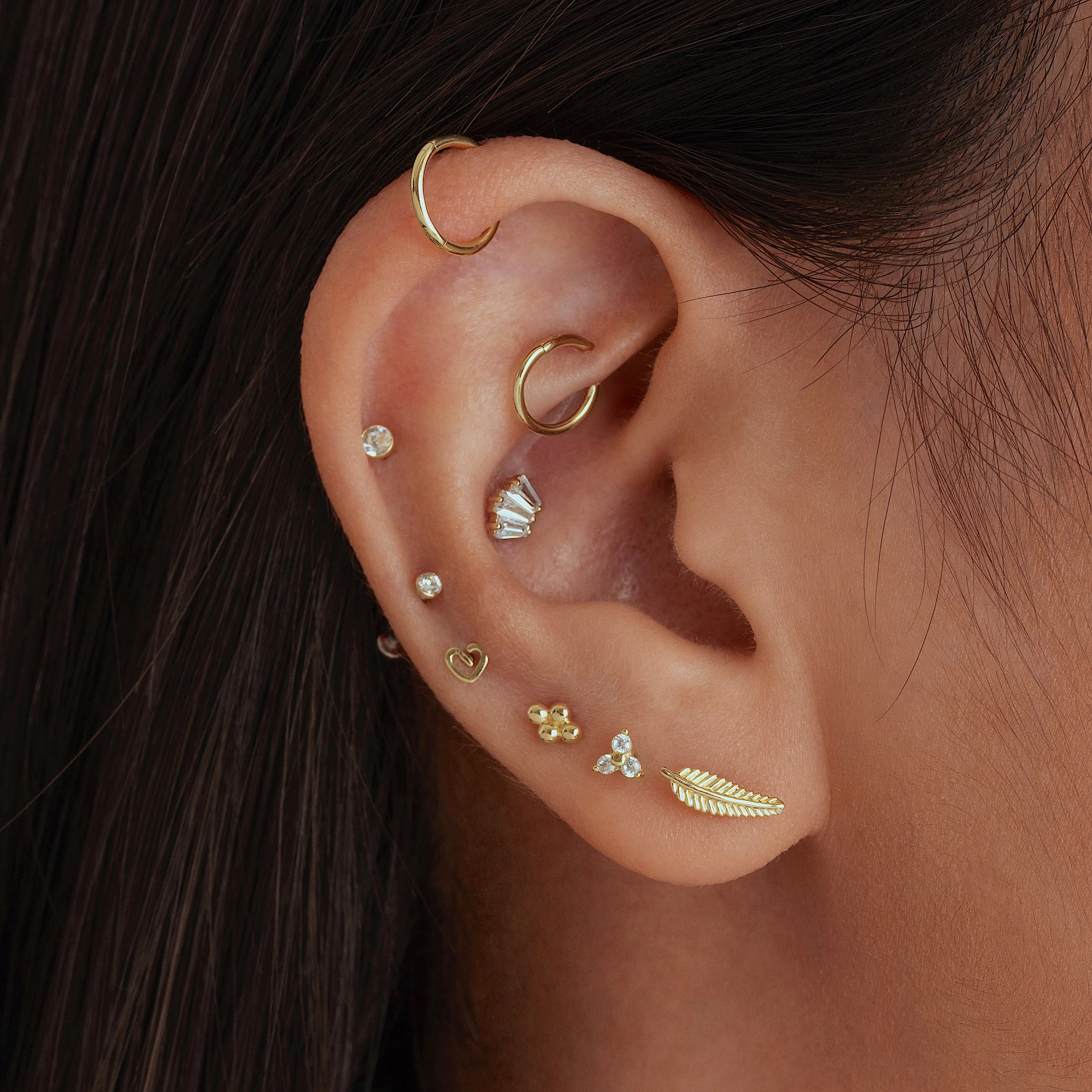 14K Solid Gold Playful Heart Internal Threaded Labret Earring