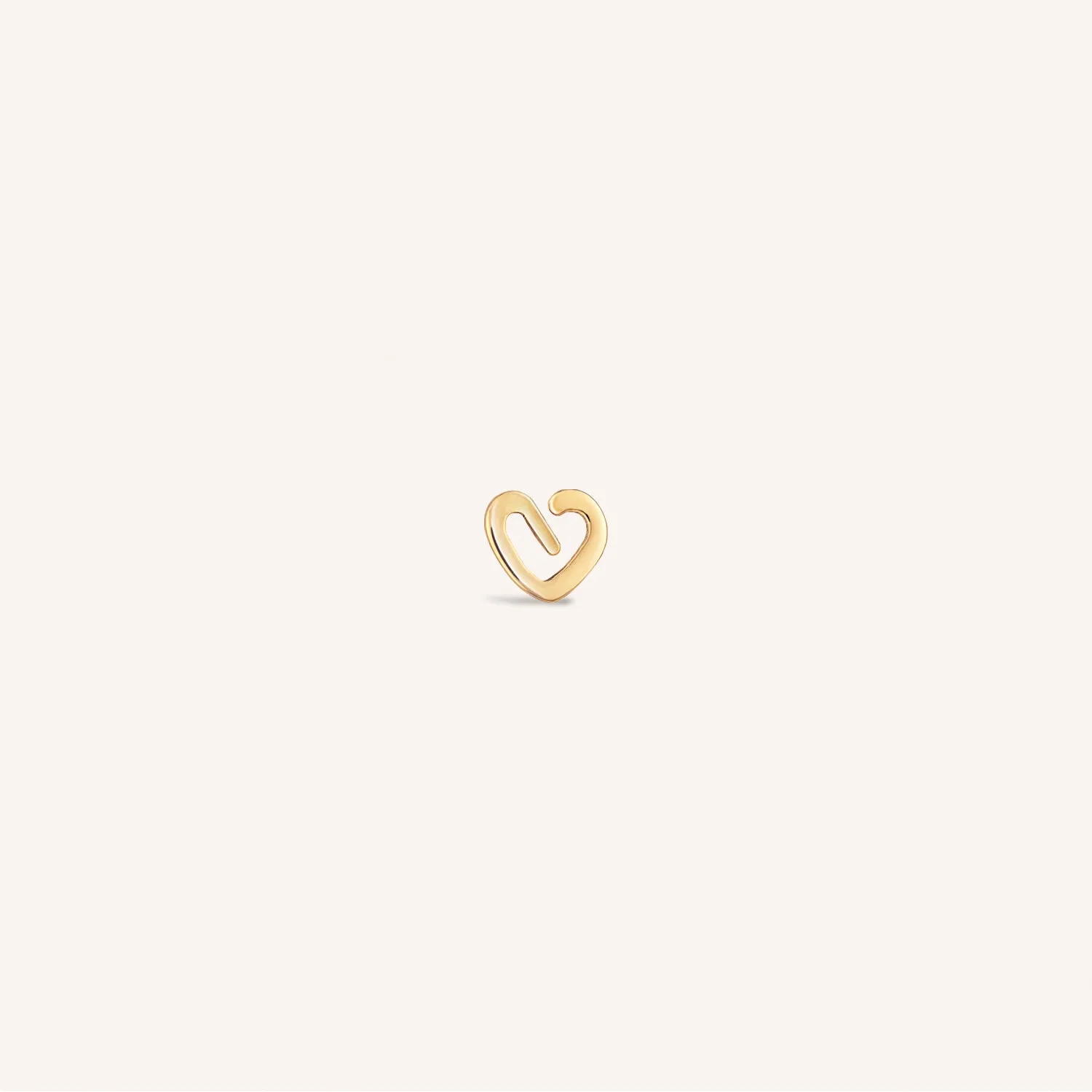 14K Solid Gold Playful Heart Internal Threaded Labret Earring
