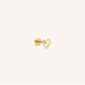 14K Solid Gold Playful Heart Internal Threaded Labret Earring