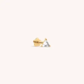 14K Solid Gold Topaz Triangle Threaded Labret Earring