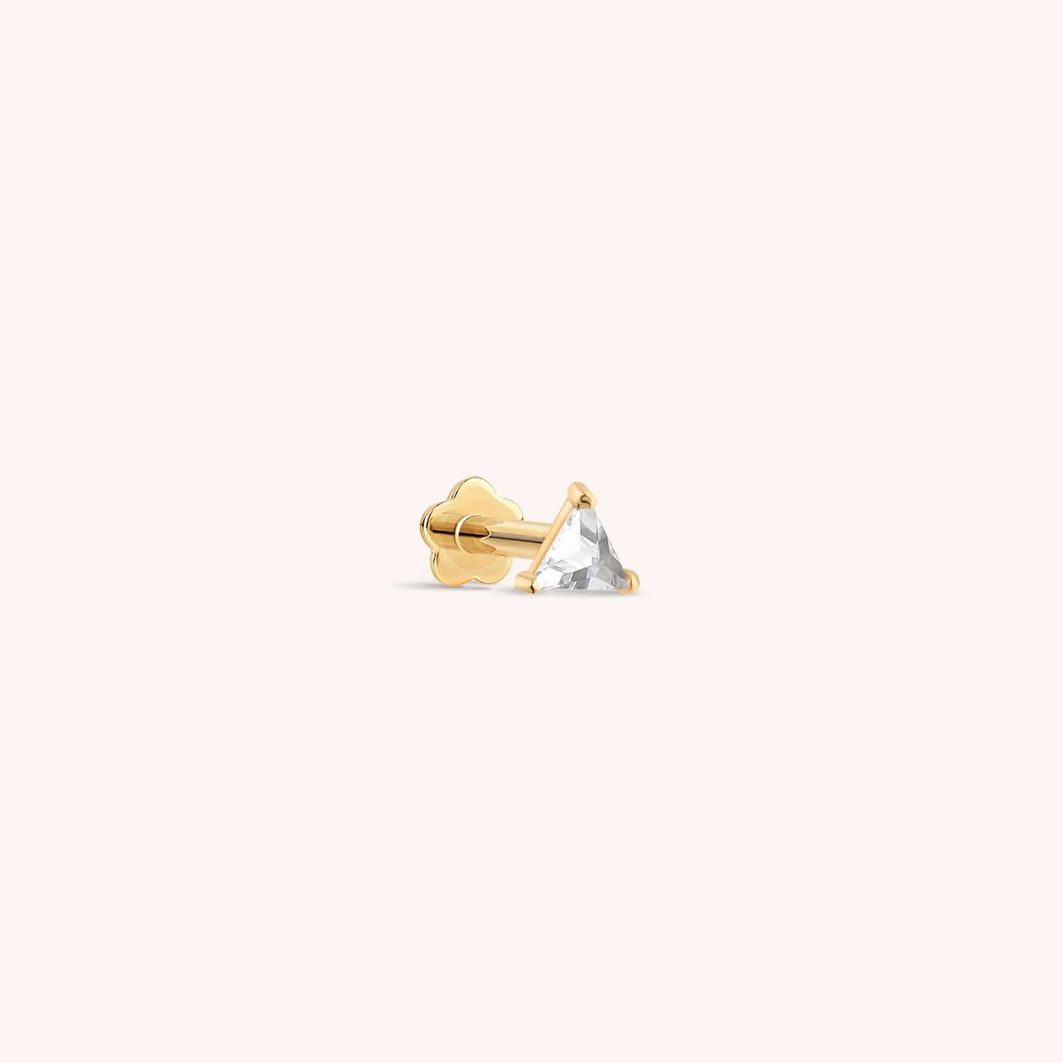 14K Solid Gold Topaz Triangle Threaded Labret Earring