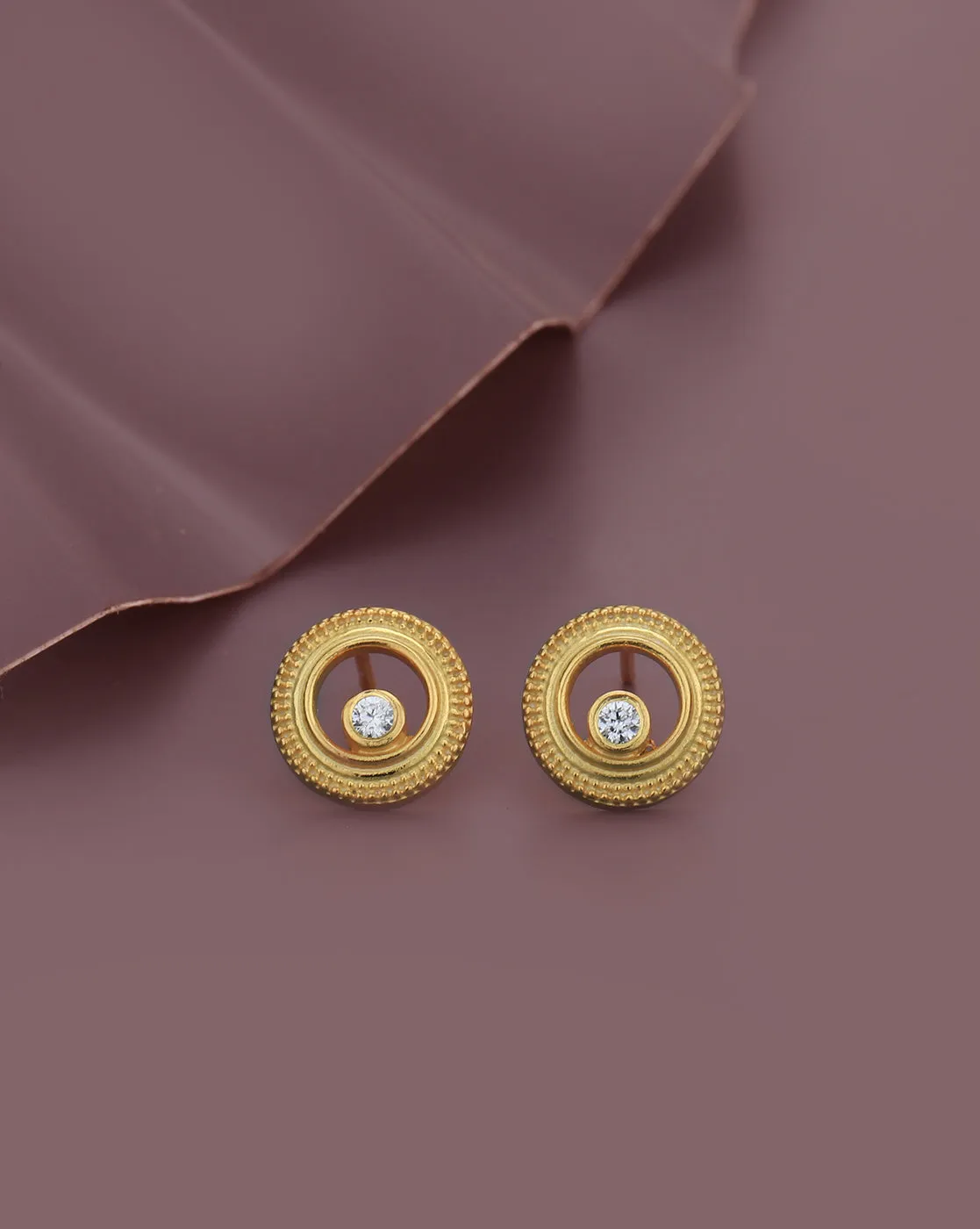 18kt Gold Plated with CZ Circular Stud Earring for women