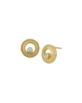 18kt Gold Plated with CZ Circular Stud Earring for women