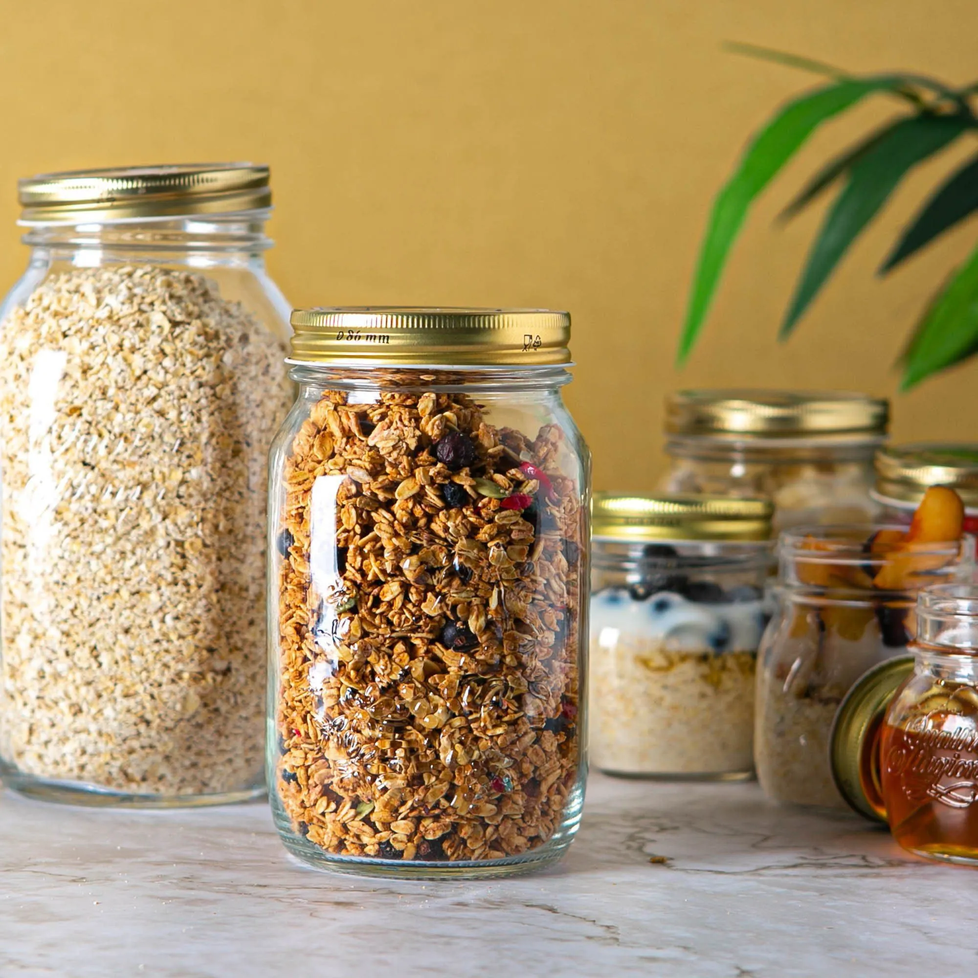 1L Quattro Stagioni Glass Storage Jar - By Bormioli Rocco