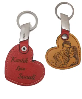 2-Side Engrave Leather Keychain