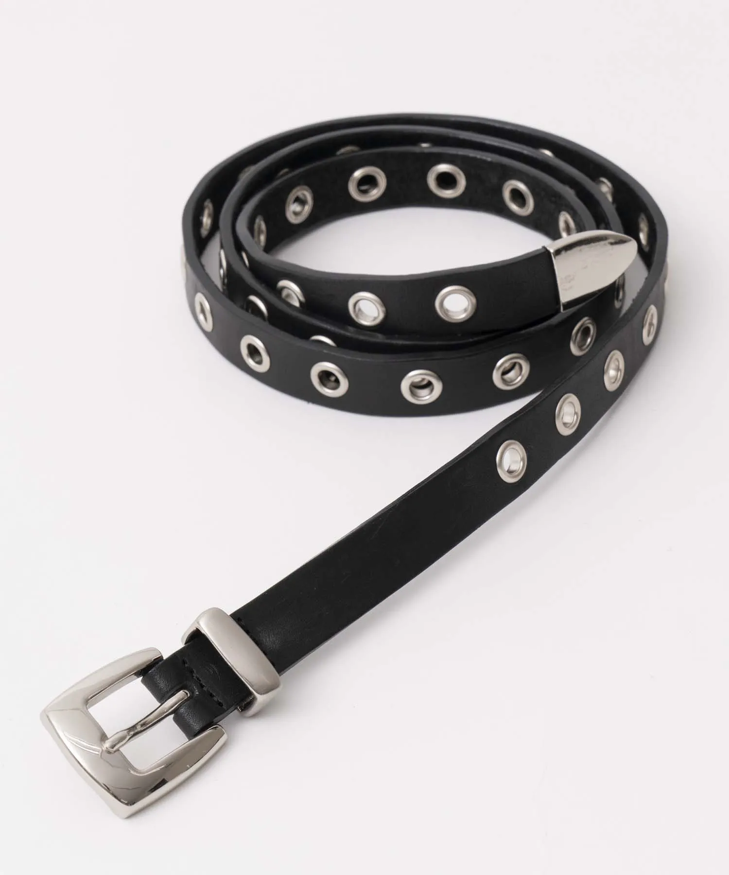 20mm Width Eyelet Leather Long Belt