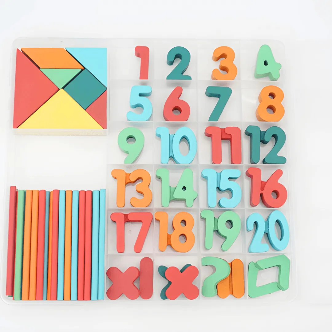 3 in 1 Computation Study Box with Numbers,Sticks, Puzzles(Box)