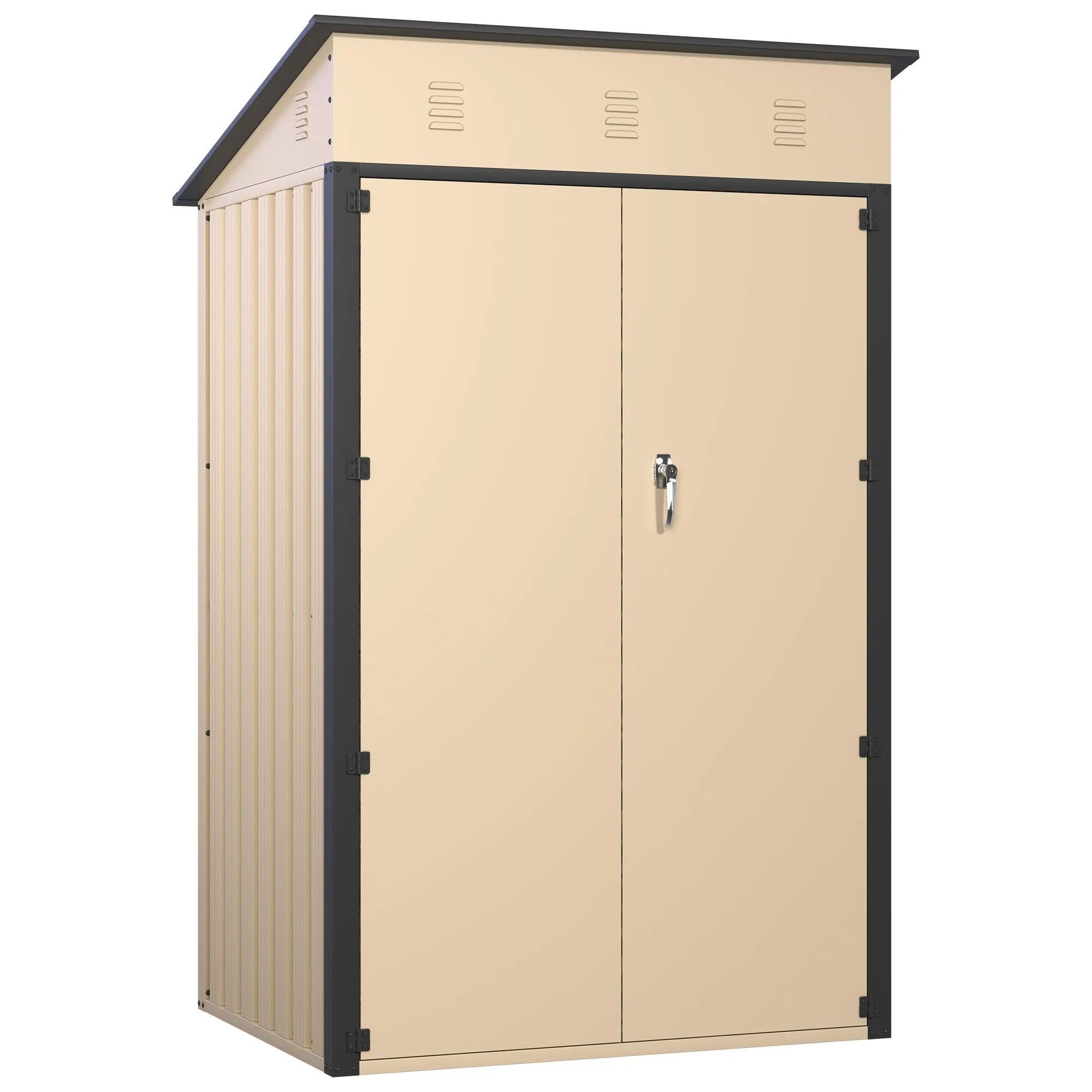 6x4x3 FT Outdoor Storage Shed, Steel Metal Lockable Garden Shed, Tiny House, Utility Shed, Lean-to Shed & Outdoor Storage