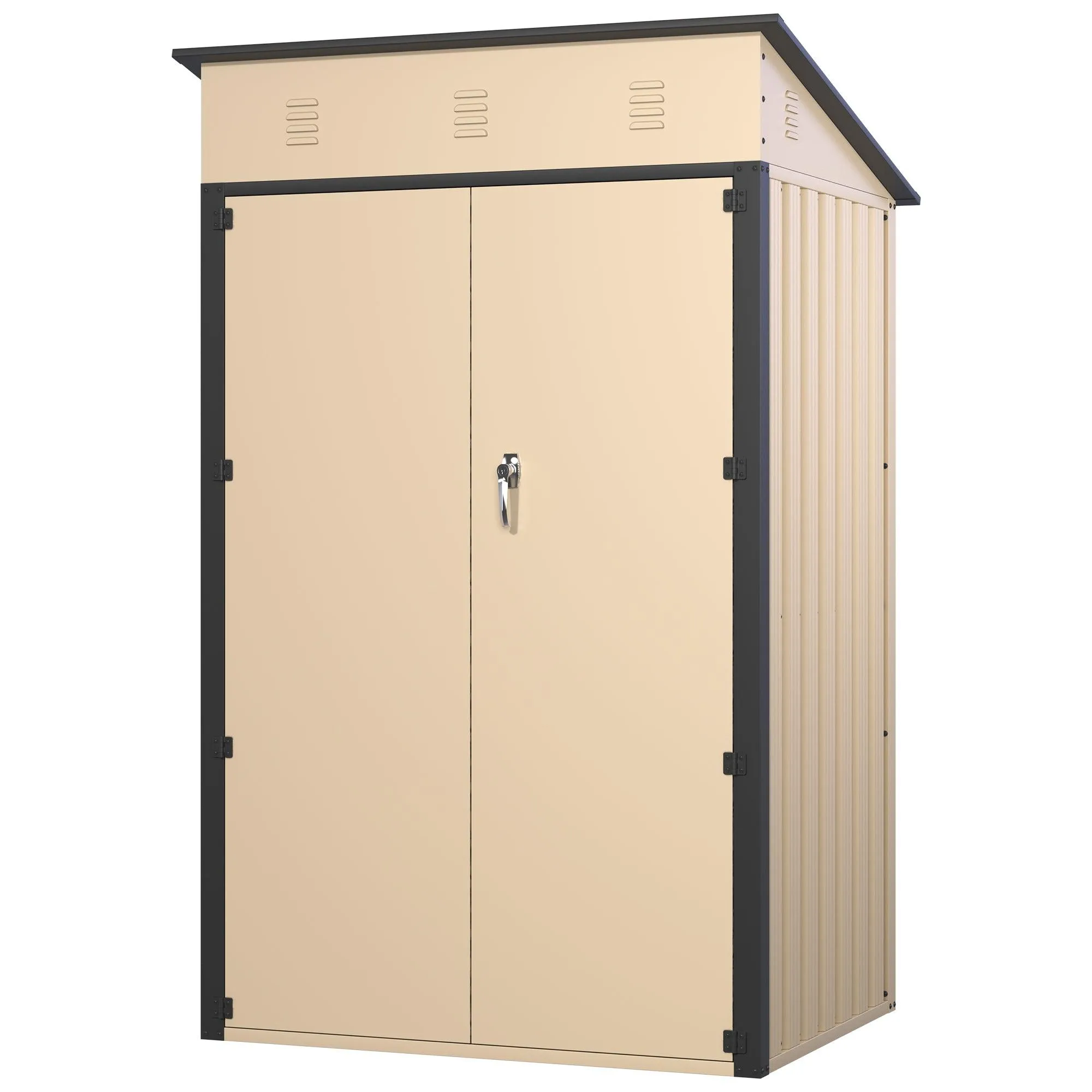 6x4x3 FT Outdoor Storage Shed, Steel Metal Lockable Garden Shed, Tiny House, Utility Shed, Lean-to Shed & Outdoor Storage