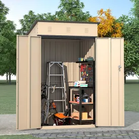6x4x3 FT Outdoor Storage Shed, Steel Metal Lockable Garden Shed, Tiny House, Utility Shed, Lean-to Shed & Outdoor Storage