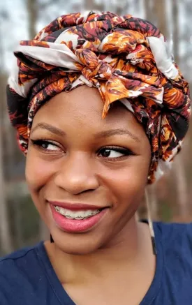 African Print Lion Head Modu pre-tied head wrap-DPIS426PT