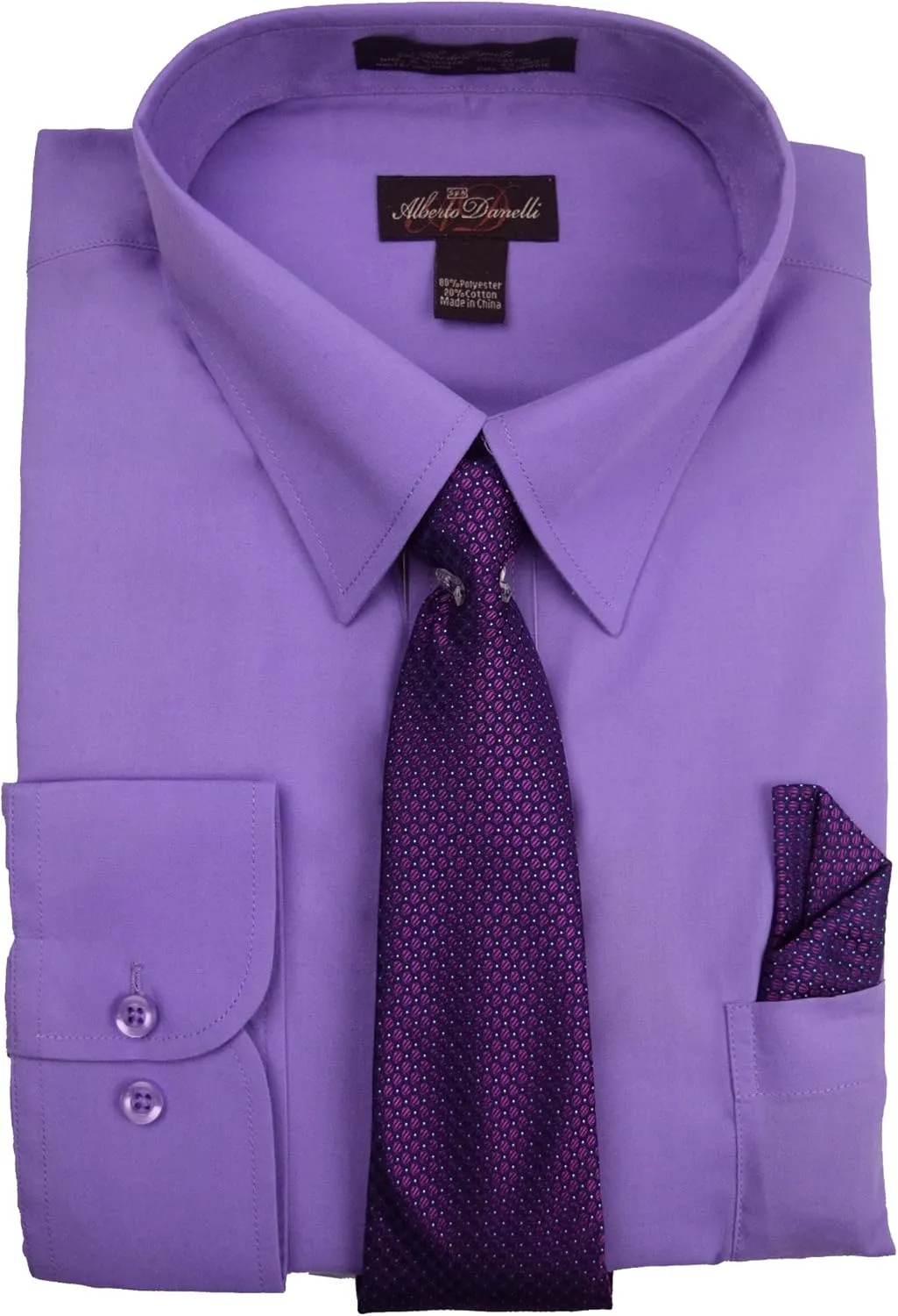 Alberto Danelli Mens Dress Shirt and Tie Set, Dress Shirts for Men, Long Sleeve Button Down, Big and Tall Sizes Up to 5XL