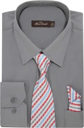 Alberto Danelli Mens Dress Shirt and Tie Set, Dress Shirts for Men, Long Sleeve Button Down, Big and Tall Sizes Up to 5XL