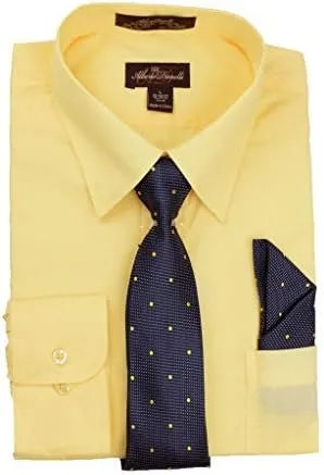 Alberto Danelli Mens Dress Shirt and Tie Set, Dress Shirts for Men, Long Sleeve Button Down, Big and Tall Sizes Up to 5XL