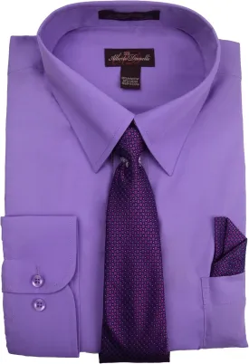 Alberto Danelli Mens Dress Shirt and Tie Set, Dress Shirts for Men, Long Sleeve Button Down, Big and Tall Sizes Up to 5XL