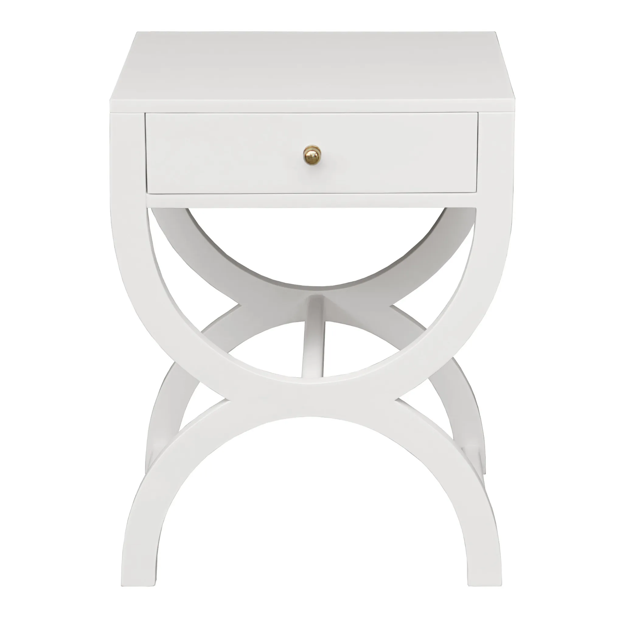 Alexis One Drawer Side Table in Matte White Lacquer