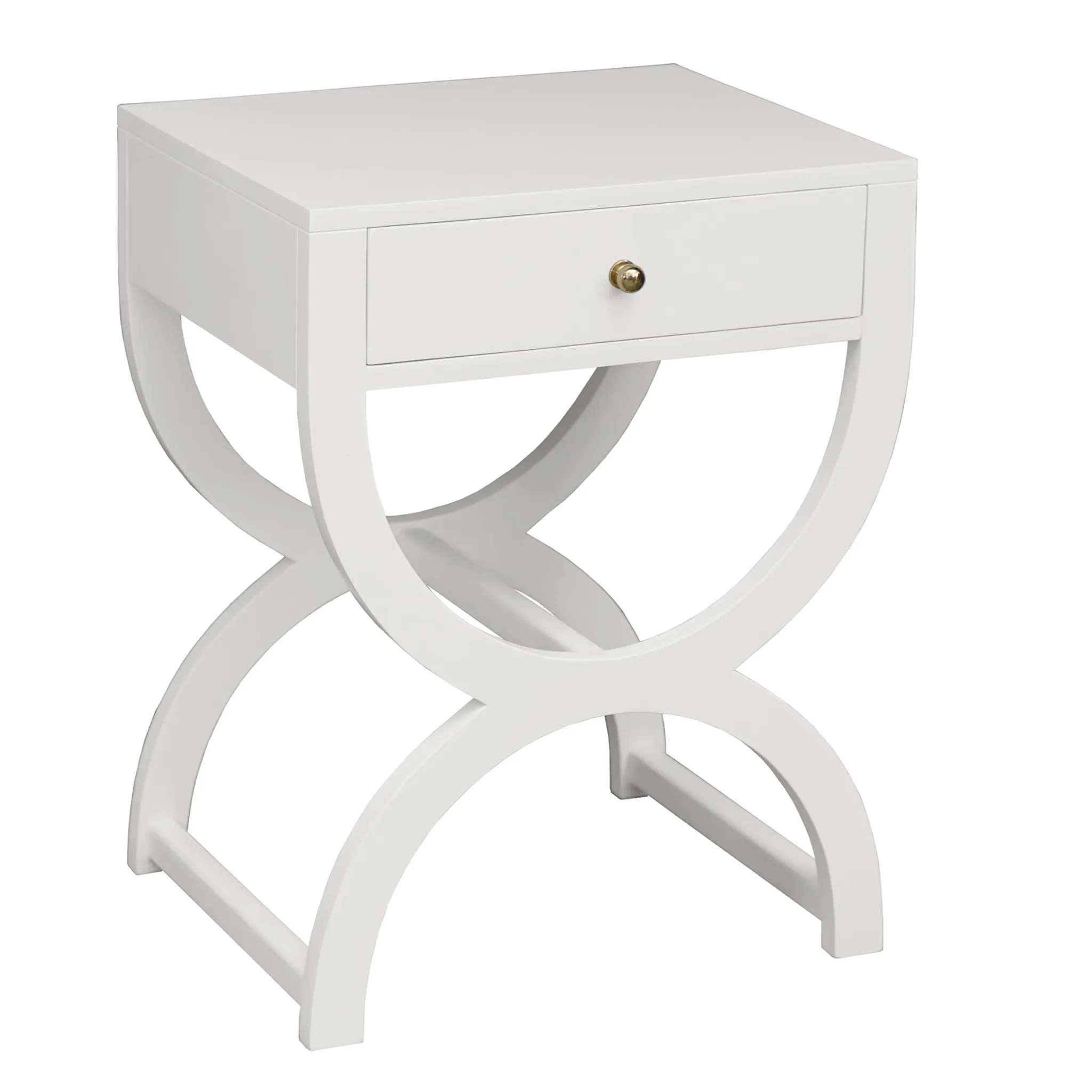 Alexis One Drawer Side Table in Matte White Lacquer