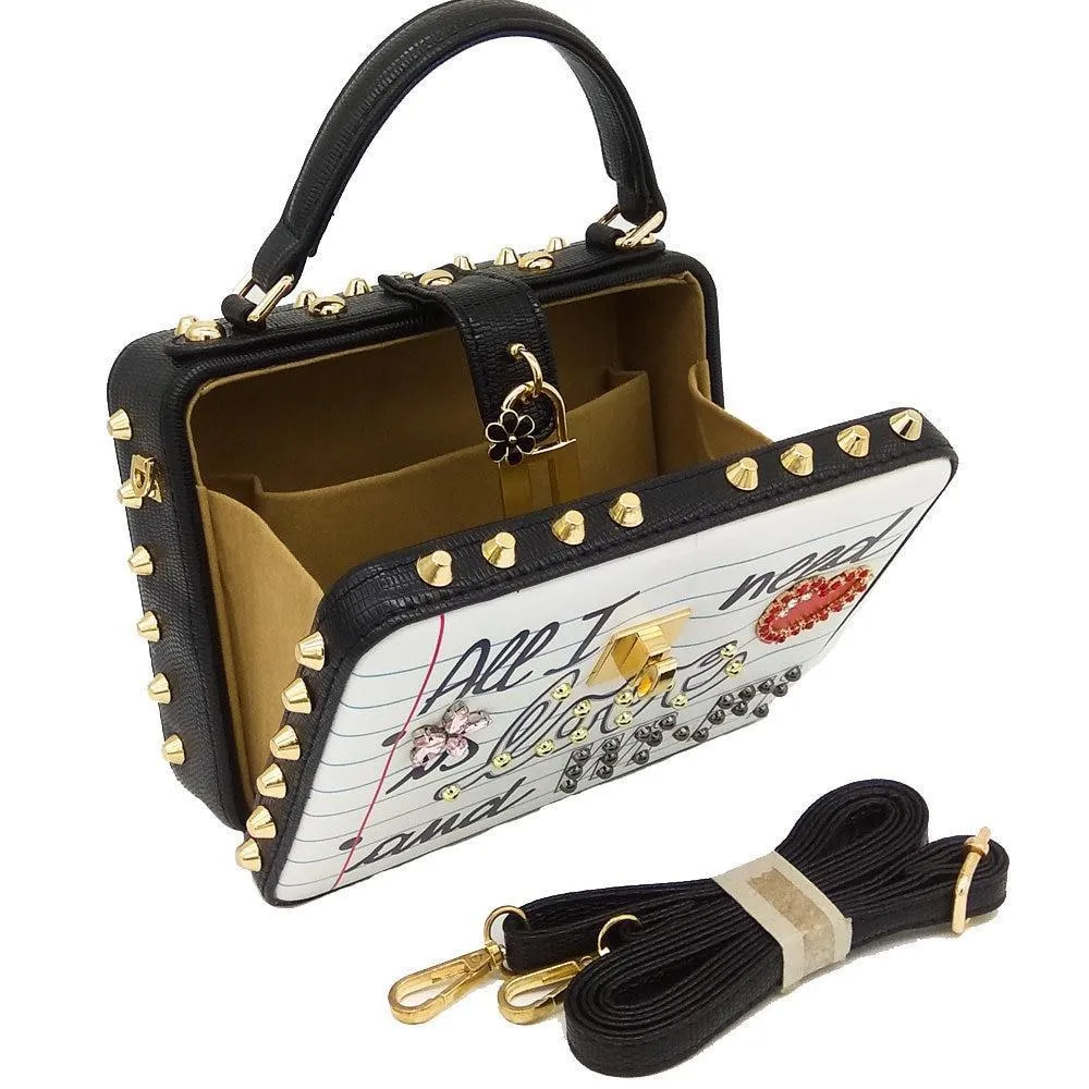 All I Need Is Love and Wi-Fi Faux Crocodile Skin Handbag Kawaii Harajuku Cute Pearl Studs Graffiti Queen Heart