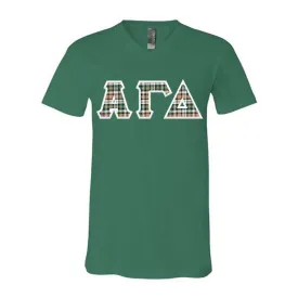 Alpha Gamma Delta V-Neck Shirt, Horizontal Letters - 3005 - TWILL