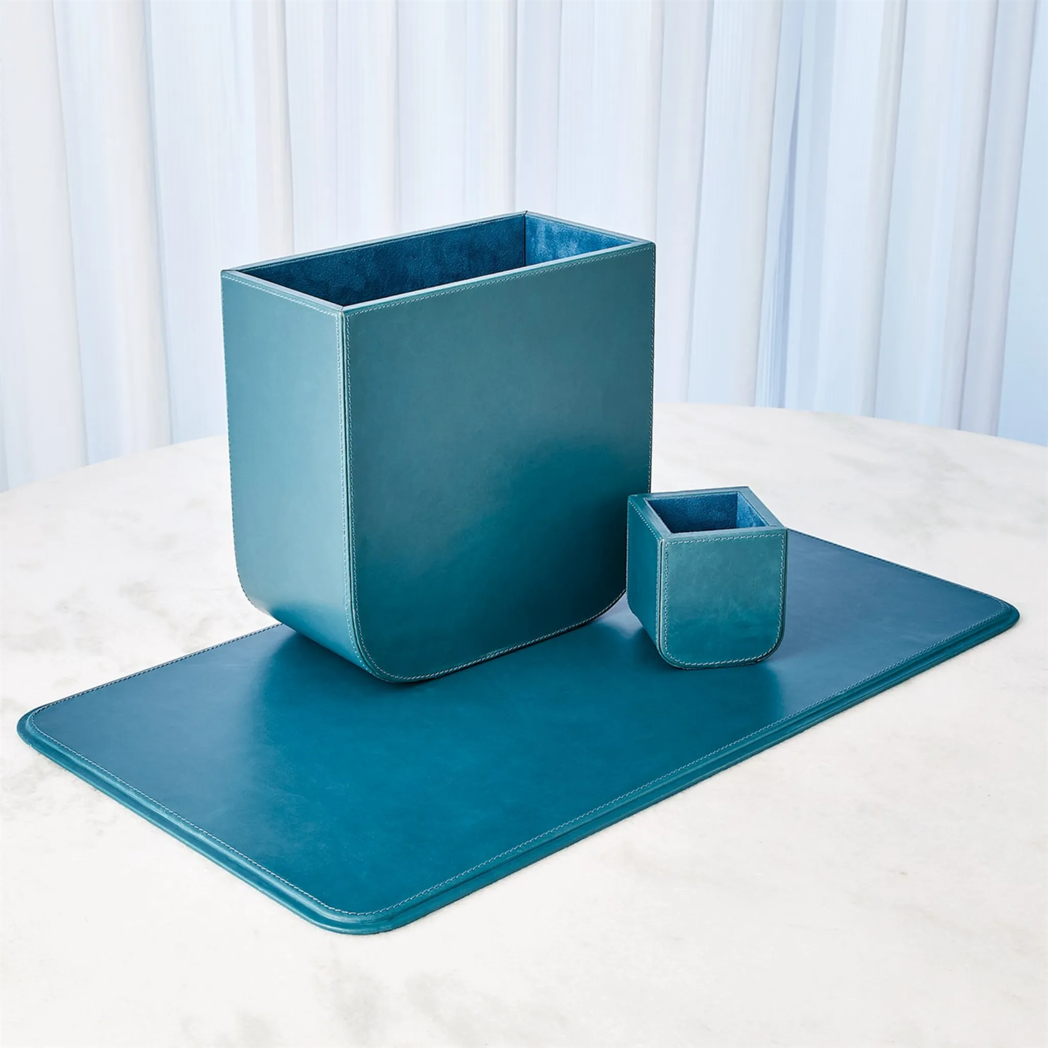 Azure Radius Edge Leather Desk Blotter
