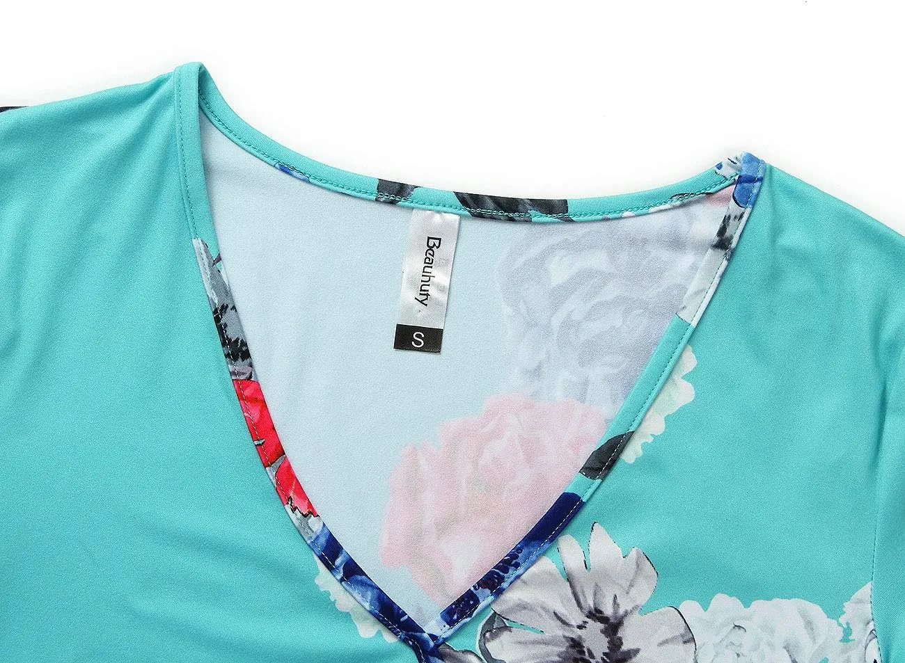 Beauhuty Women's Deep V Neck Short Sleeve Front Wrap Ruched Sexy Slim Fit Tops