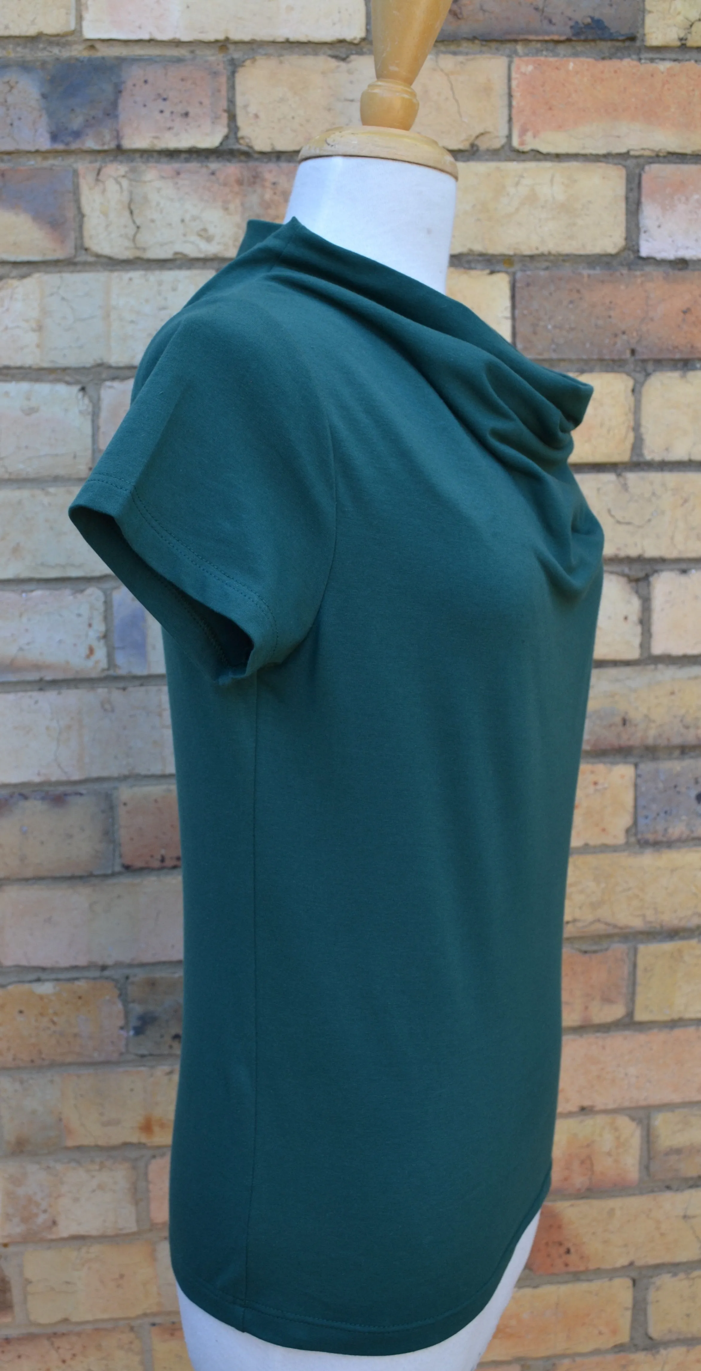 Berserk Bottle Green Cotton Elastane Cowl T Shirt