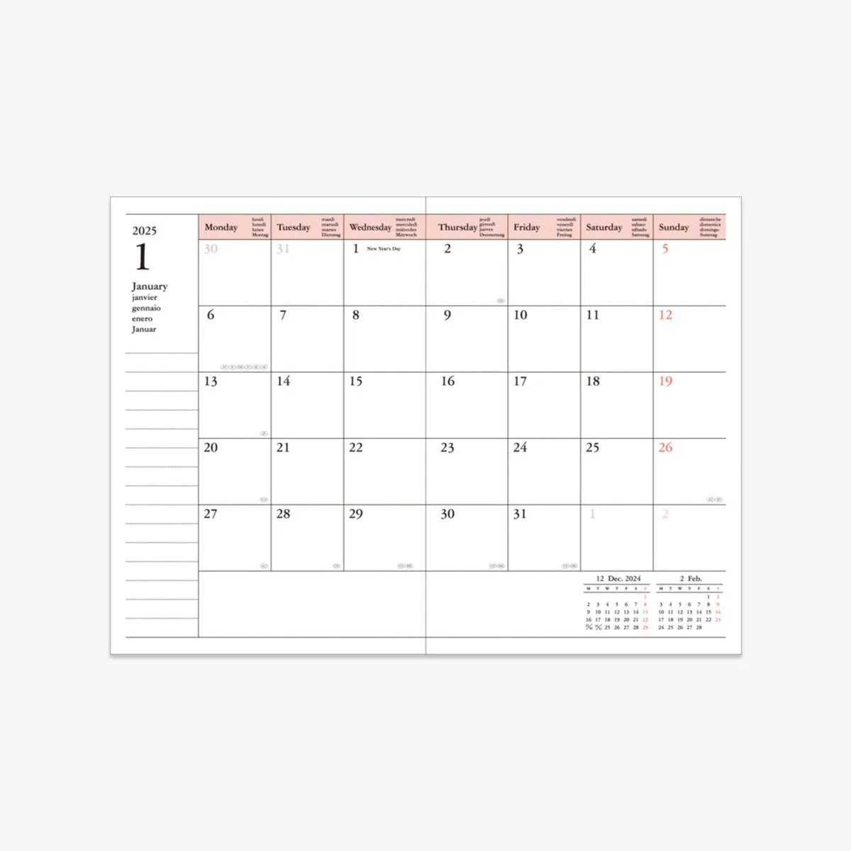 CALENDAR SEP 2024 - DEC 2025 A6 // STORAGE IT BLACK