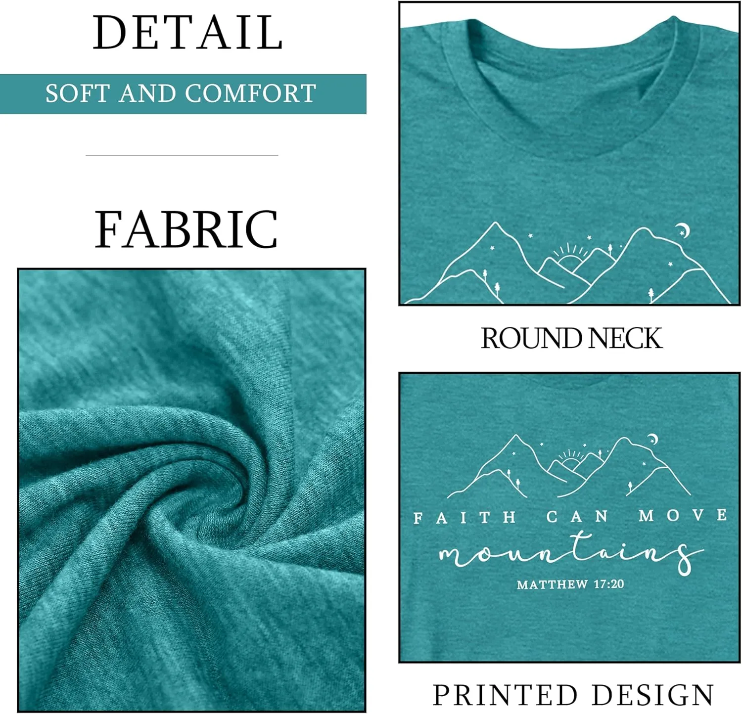 Christian Shirt Women Hiking Shirts Faith Can Move Mountains Tshirts Camping Graphic Tees Adventure Tops