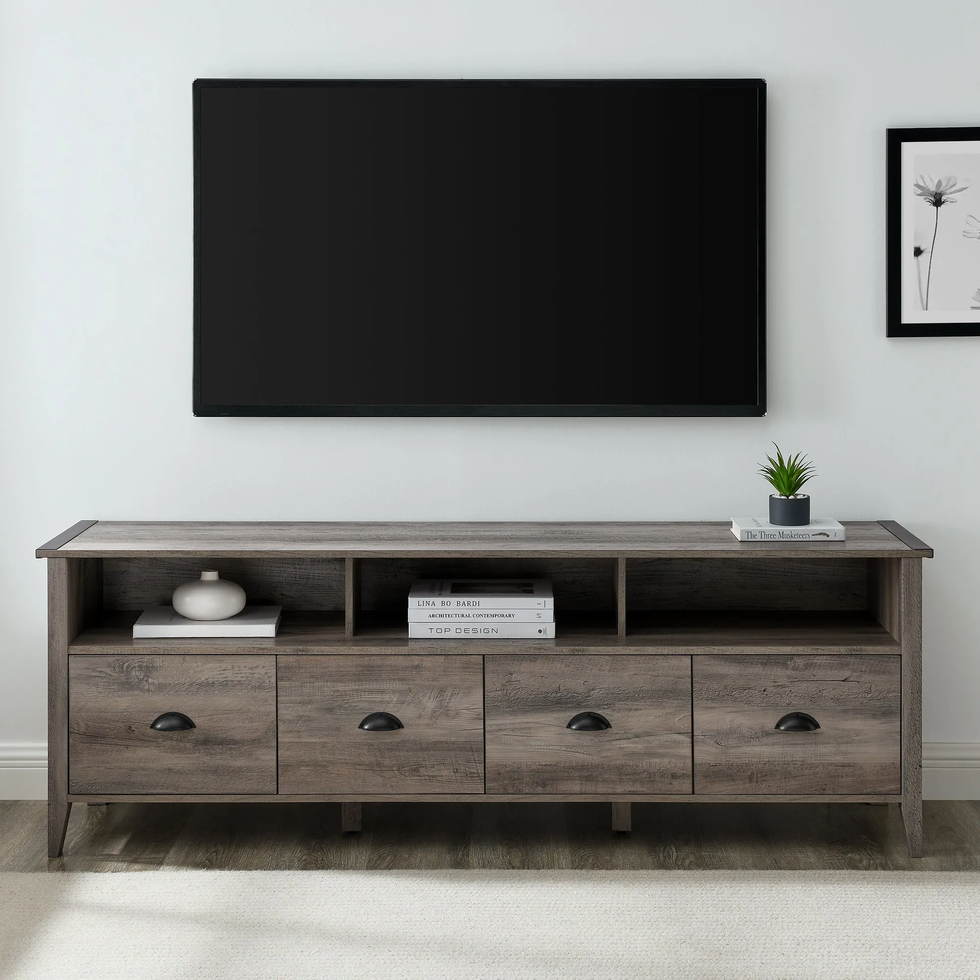 Clair 70" Industrial Farmhouse 4-Drawer TV Stand