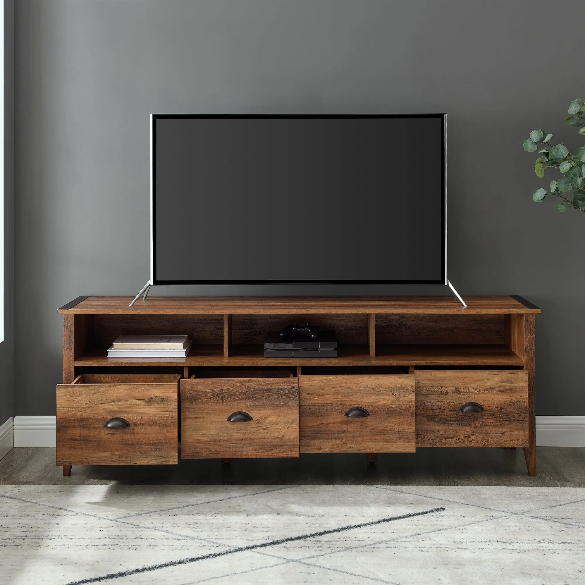 Clair 70" Industrial Farmhouse 4-Drawer TV Stand