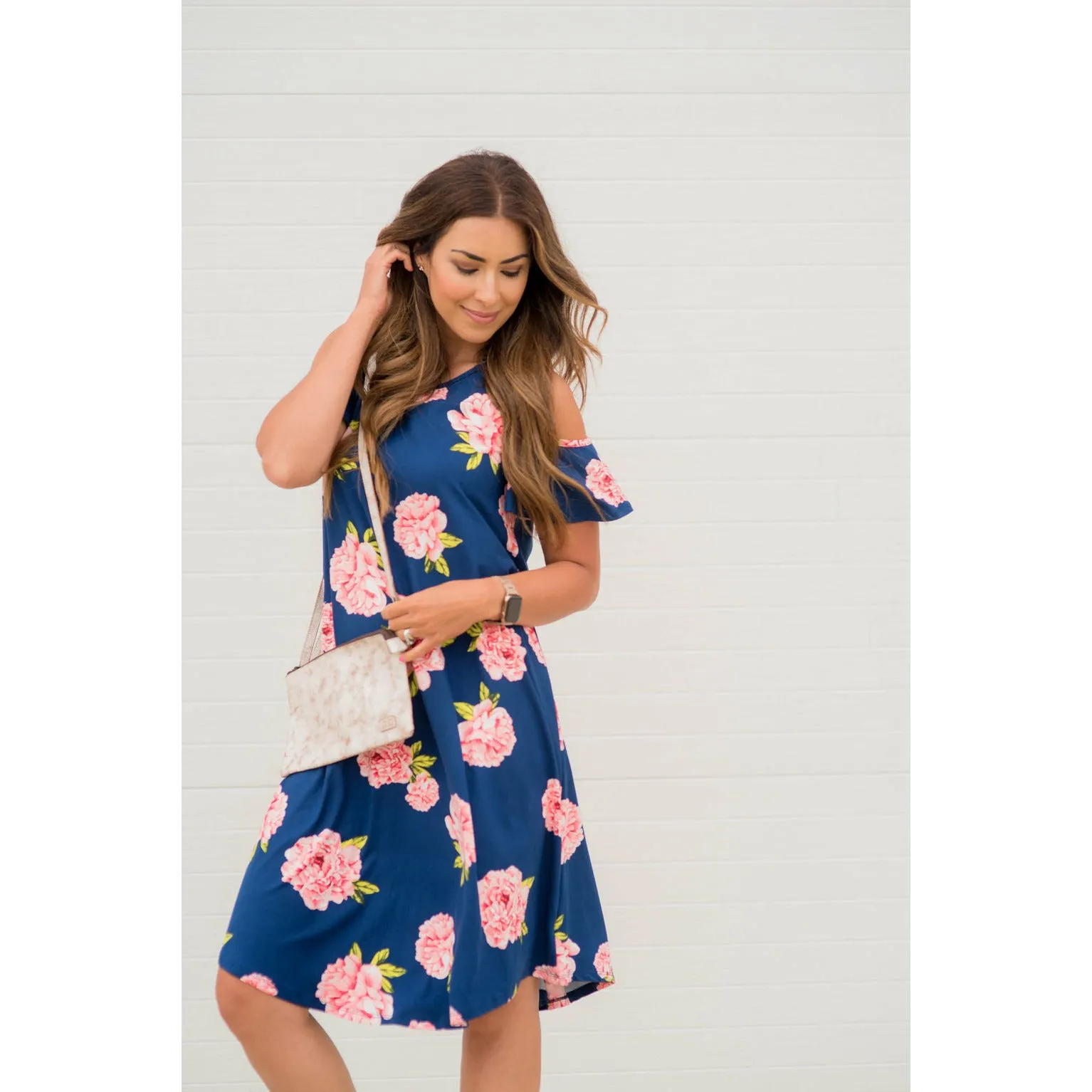 Cold Shoulder Floral Dress