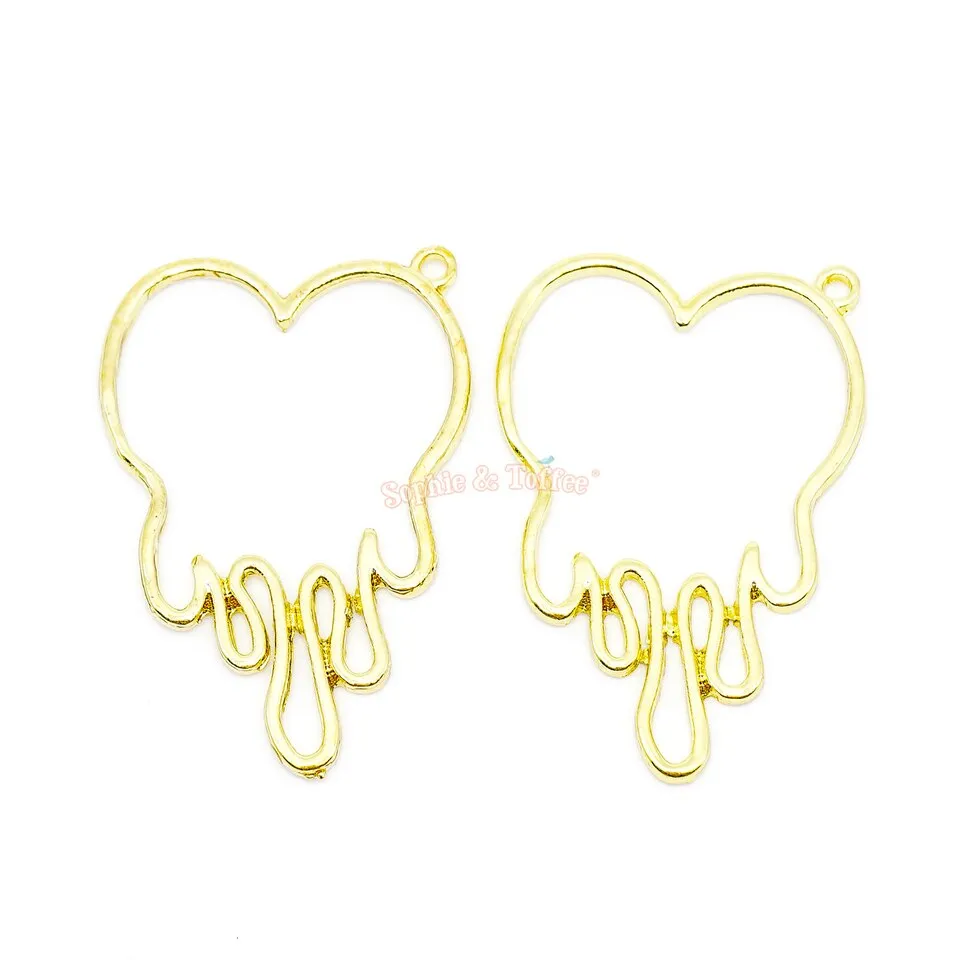 Creepy Cute Dripping Heart Open Bezel Charm (3 pieces)
