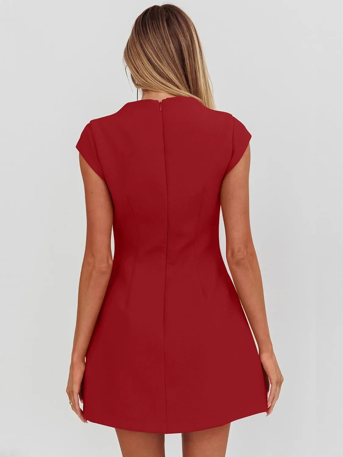 DAAWENXI Women's Sexy Mock Neck Cap Sleeve Mini Dress Summer Bodycon Club Party Dresses