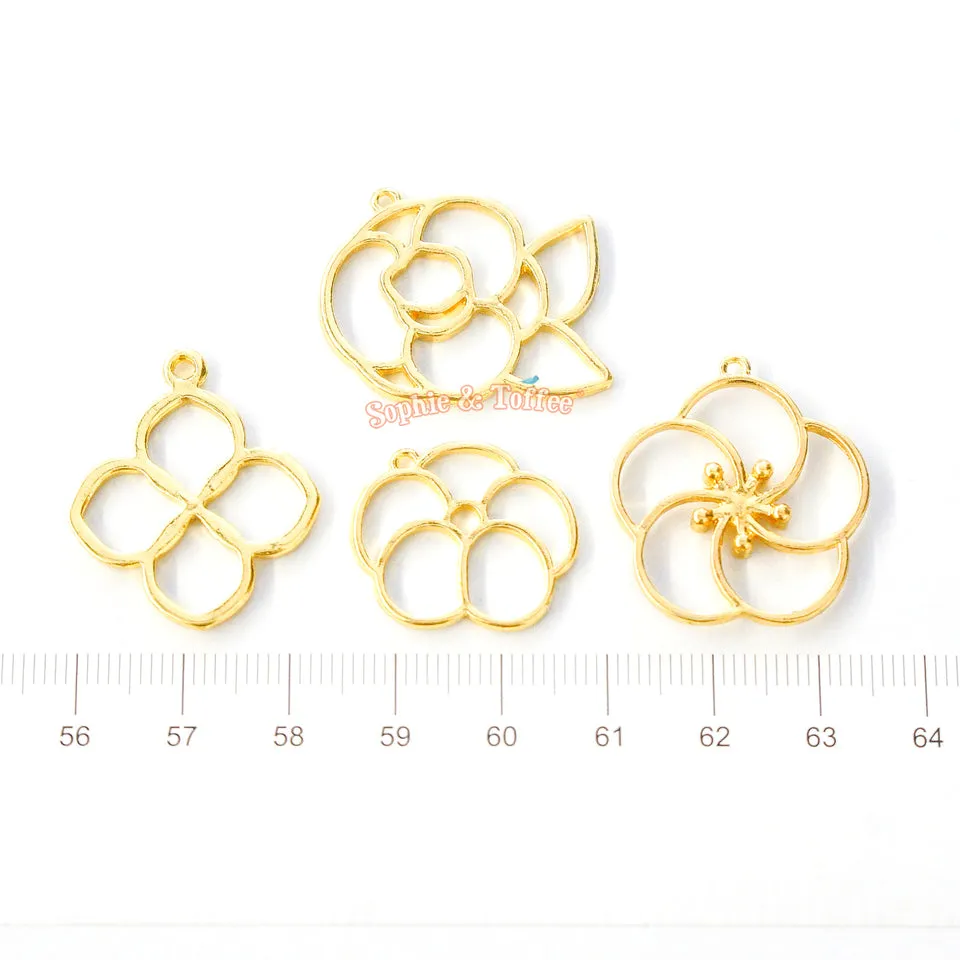 Flower Series Open Bezel Charm (8 pieces)