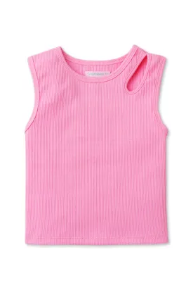 Gingersnaps Shoulder Cut-Out Rib Tank Top