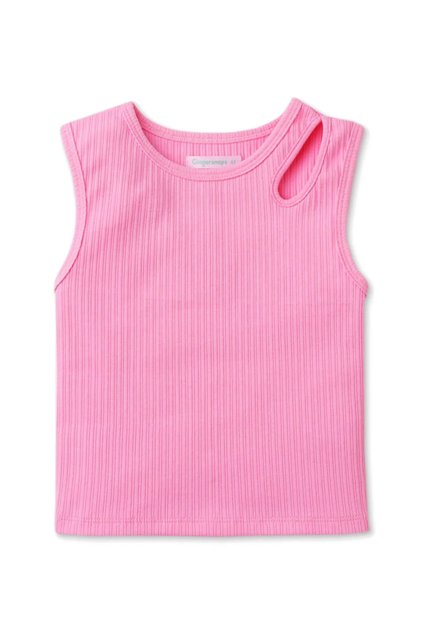 Gingersnaps Shoulder Cut-Out Rib Tank Top