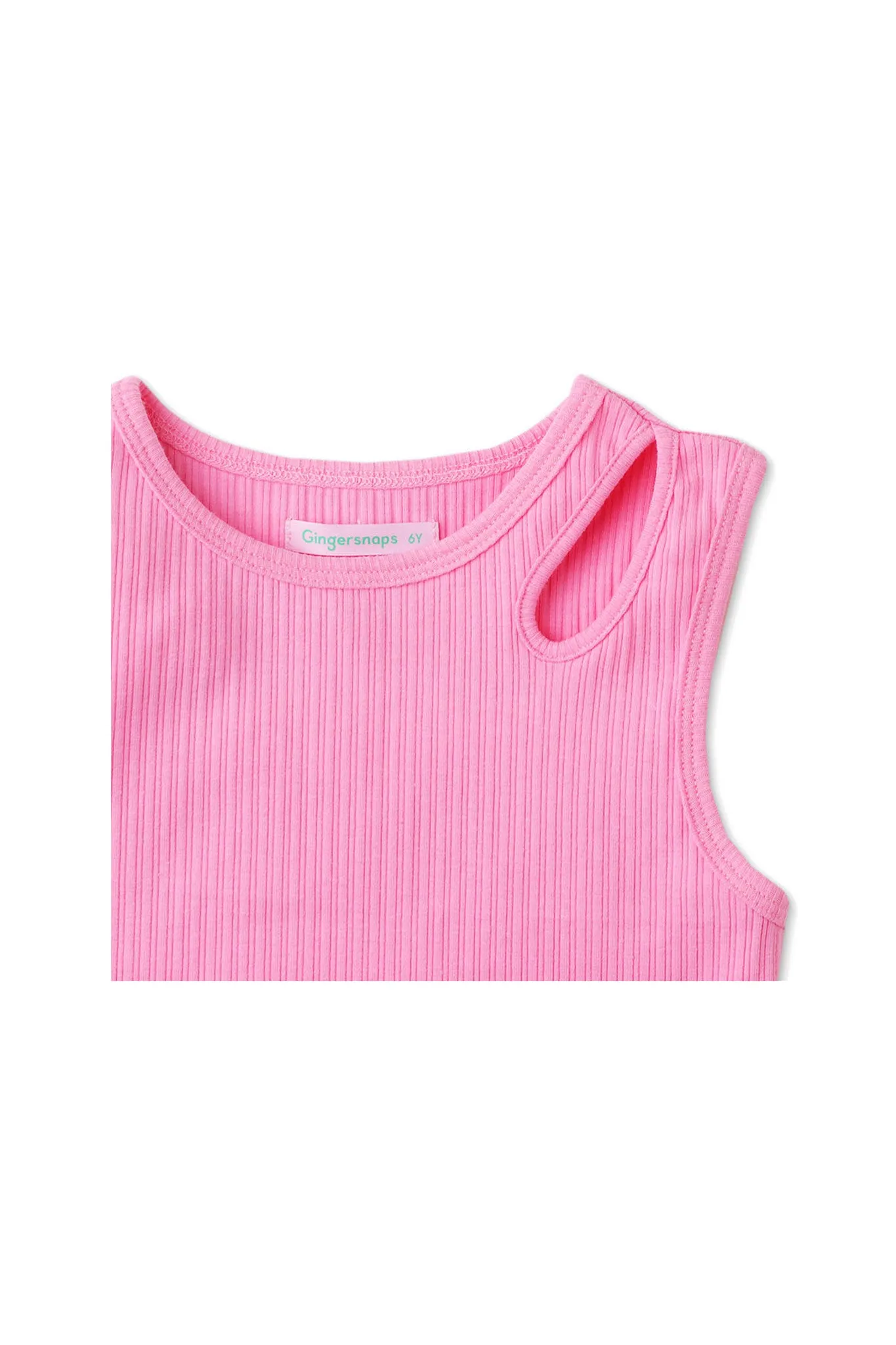Gingersnaps Shoulder Cut-Out Rib Tank Top