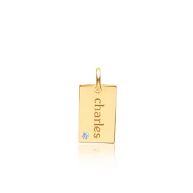 Gold Mini Dog Tag with Birthstone