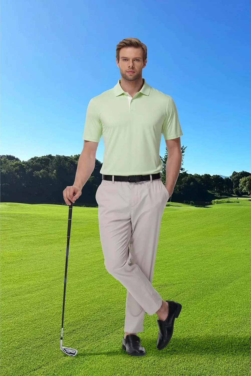 Golf Polo Shirts for Men Short Sleeve Moisture Wicking Dry Fit Performance Designed Collared Solid Casual Polo Shirt