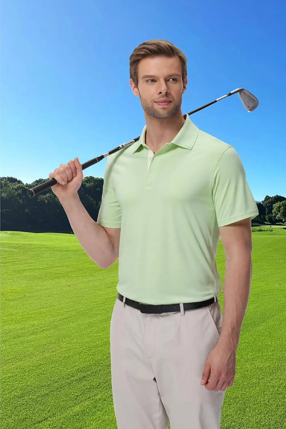 Golf Polo Shirts for Men Short Sleeve Moisture Wicking Dry Fit Performance Designed Collared Solid Casual Polo Shirt