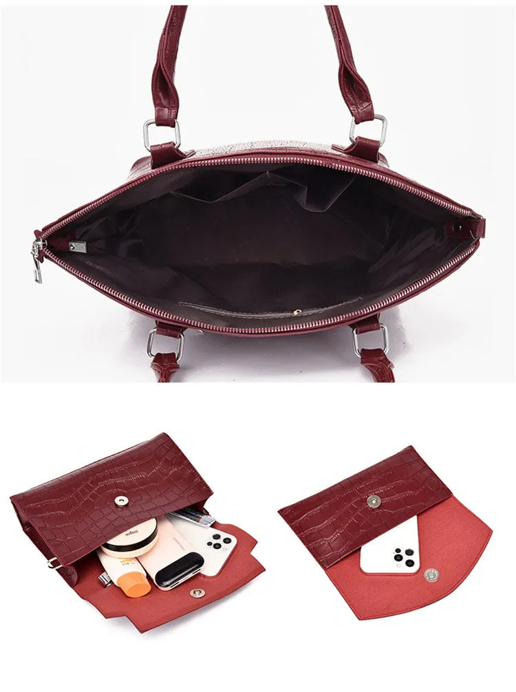 H1805 - Crocodile pattern fashion crossbody 3Pc Handbag Set