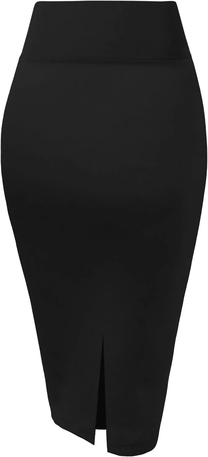 Hybrid & Company Women Elastic High Waist Bodycon Work Business Pencil Skirt