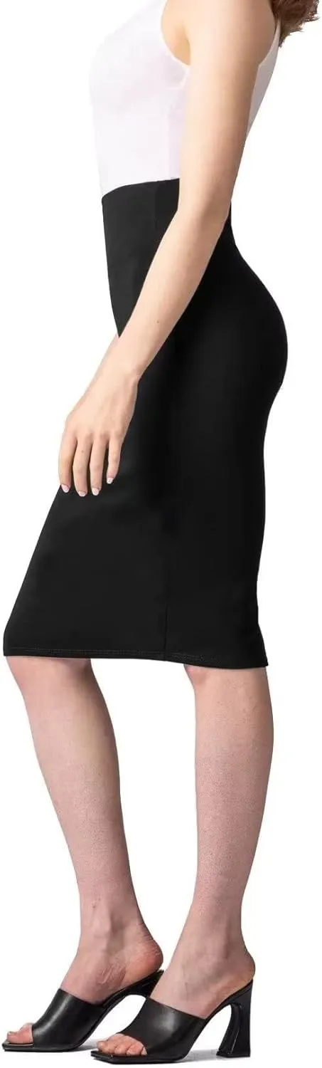 Hybrid & Company Women Elastic High Waist Bodycon Work Business Pencil Skirt