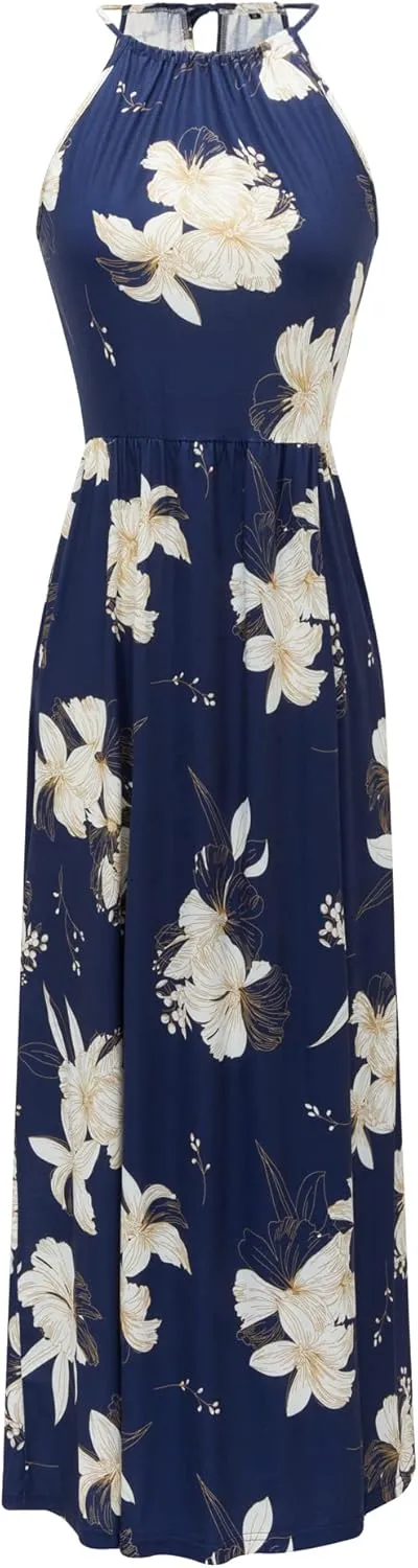 KILIG Women's Summer Maxi Dress 2025 Casual Sleeveless Split Floral Sundress Beach Vacation Flowy Long Dresses