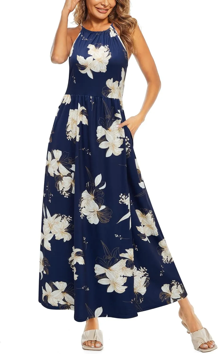 KILIG Women's Summer Maxi Dress 2025 Casual Sleeveless Split Floral Sundress Beach Vacation Flowy Long Dresses