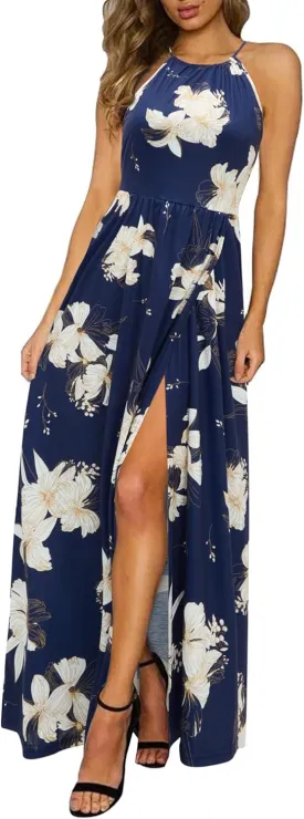 KILIG Women's Summer Maxi Dress 2025 Casual Sleeveless Split Floral Sundress Beach Vacation Flowy Long Dresses