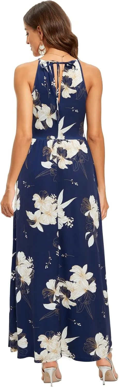 KILIG Women's Summer Maxi Dress 2025 Casual Sleeveless Split Floral Sundress Beach Vacation Flowy Long Dresses