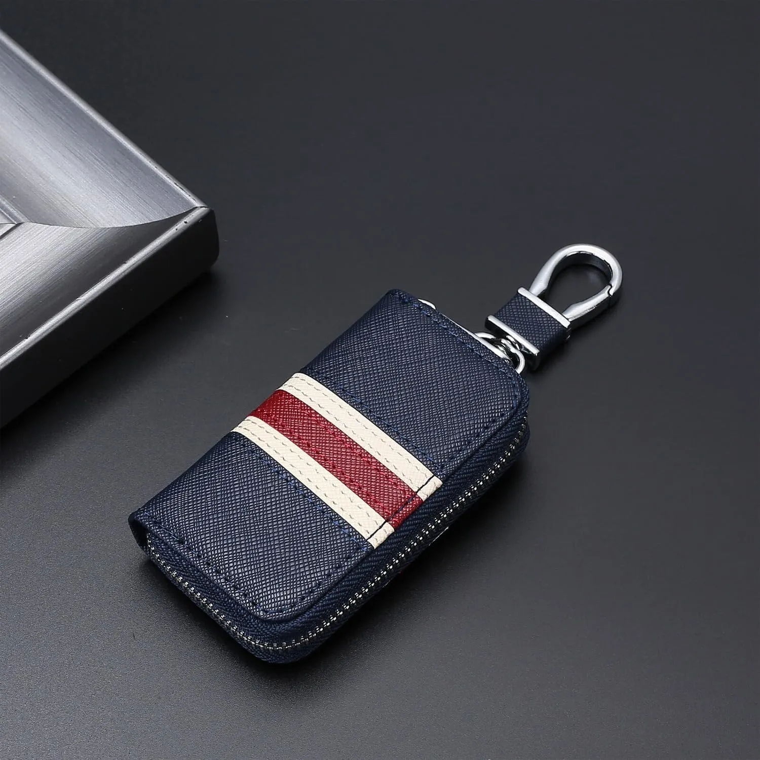 Kuber Industries Key Case|Keychain/Keyring/Key Tag|Car Key Clip, Key Holder, Key Organizer-Pack of 3 (Blue)
