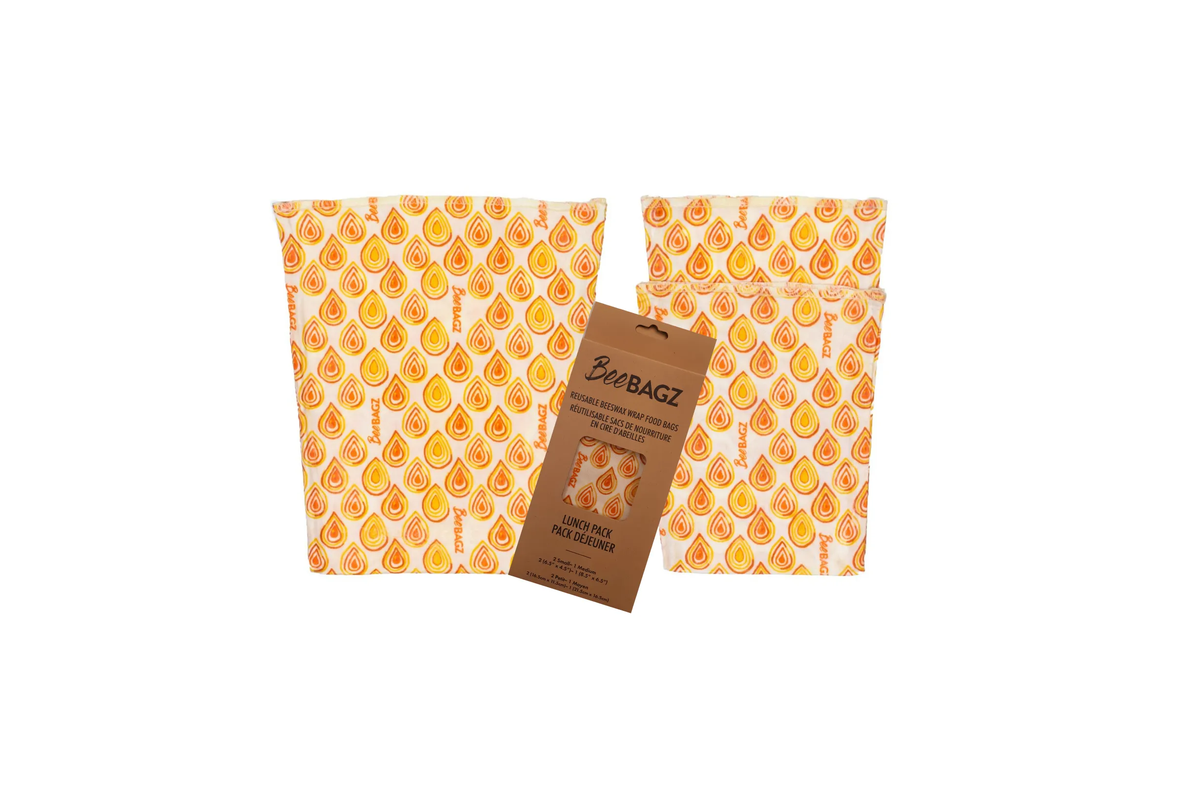 Lunch Pack of 3 - Reusable Beeswax Wrap Food Storage Bags